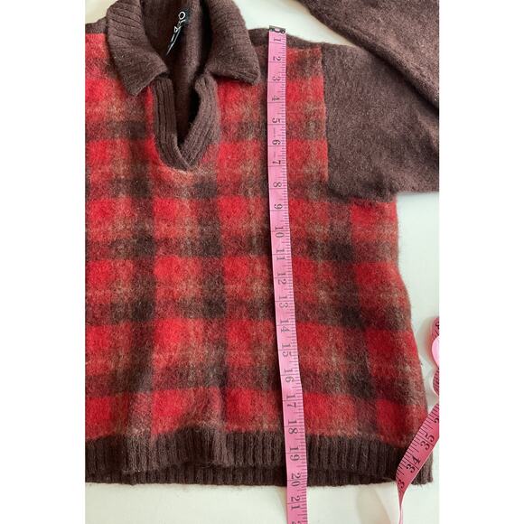 Vtg New York & Company Plaid Pullover Crewneck 100% WOOL Sweater Large - Picture 4 of 6